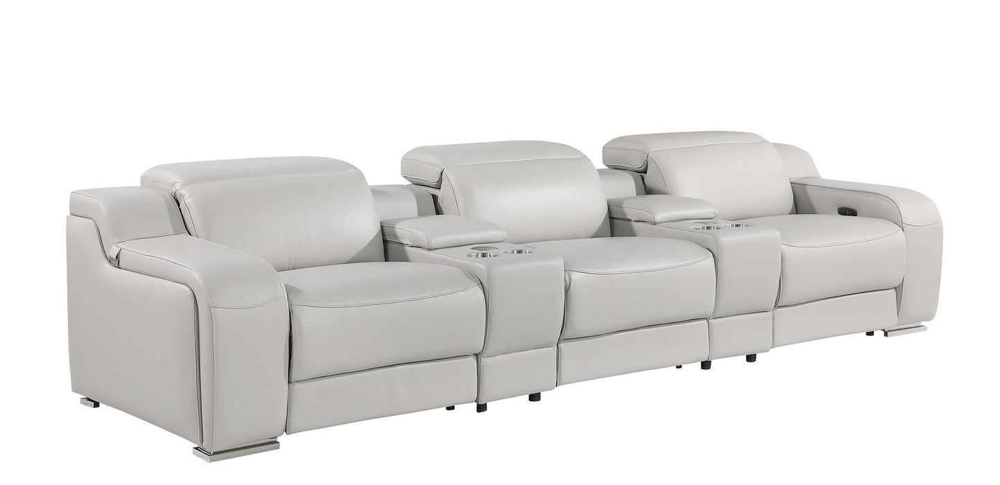 Global United 6111 L-Shaped Power Reclining Sectional | Genuine Leather