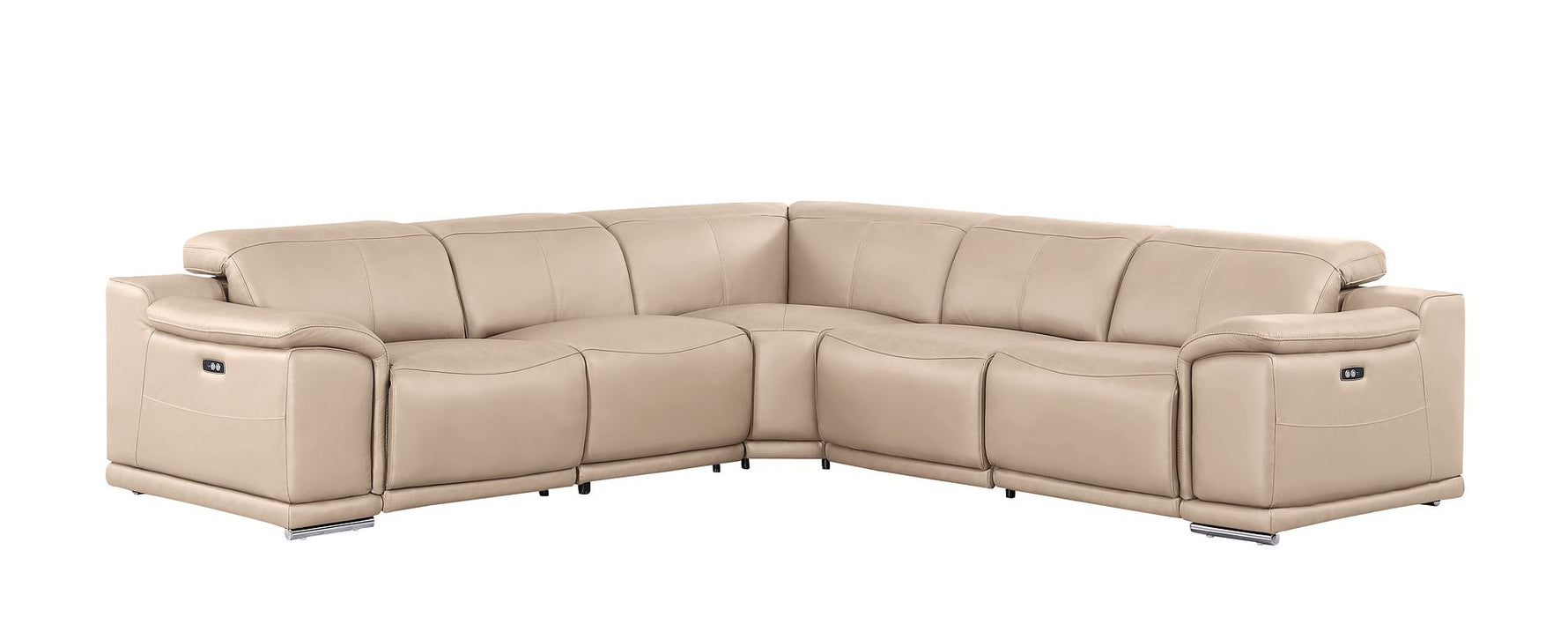Global United 2679 L-Shaped Power Reclining Sectional – Beige Reclined
