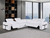 1126 DivanItalia White 6pc-3PR L-Shaped Sectional