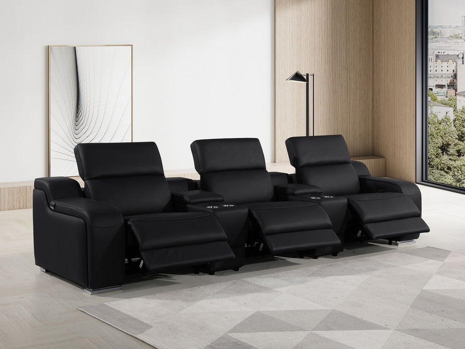 Global United 6111 L-Shaped Power Reclining Sectional | Genuine Leather