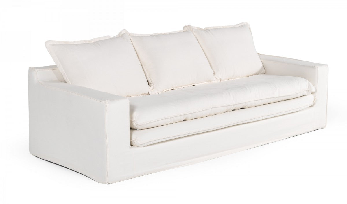 Philali - Modern Classic White Fabric Sofa