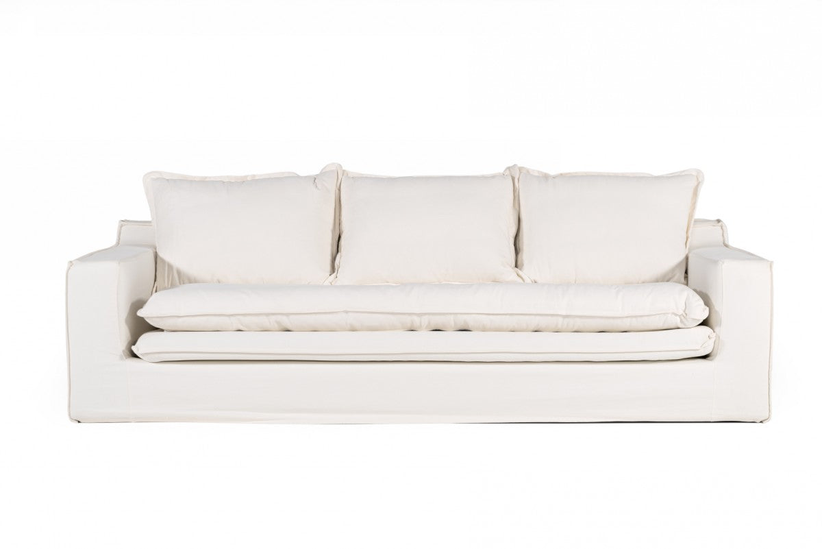 Philali - Modern Classic White Fabric Sofa