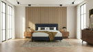 Addison +Soria - Mid-Century Modern Grey Fabric + Walnut 4-Piece Bedroom Set