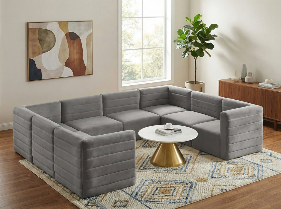Quincy Grey Velvet Modular Sectional