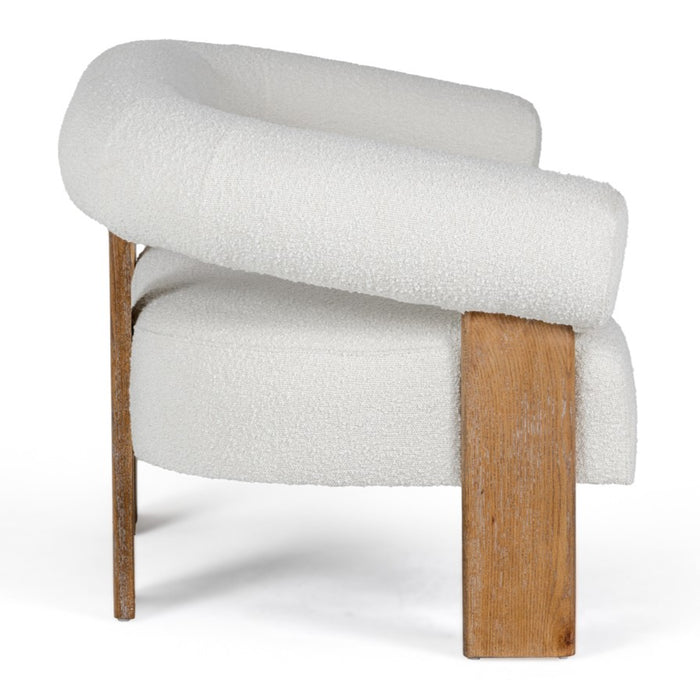 Aledo - Modern Off-White Fabric + Oak Loveseat