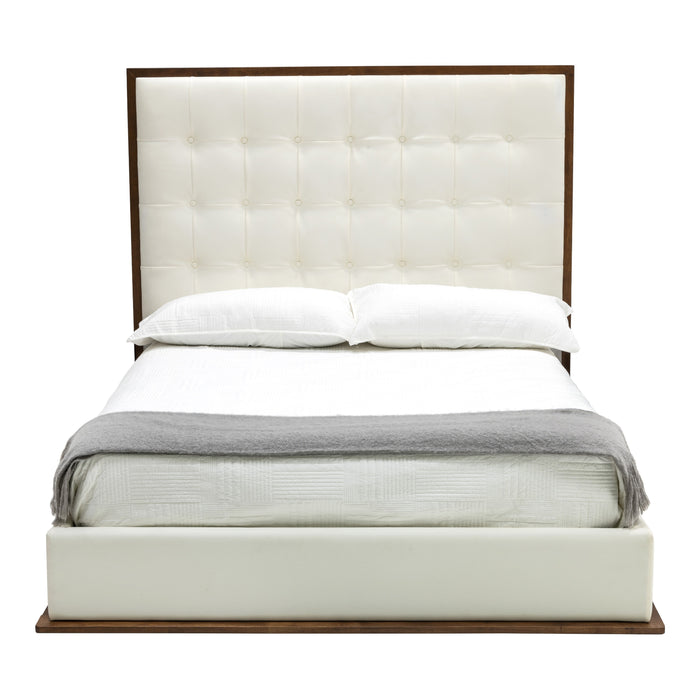 Amberlie - White Vegan Leather & Walnut Bed