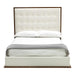 Amberlie - Modern White Vegan Leather + Walnut 4-Piece Bedroom Set