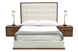 Amberlie - White Vegan Leather & Walnut Bed