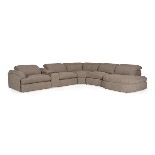 Ambler - Modern Brown Fabric Sectional Sofa w/ 2 Power Recliners Right Facing Chaise