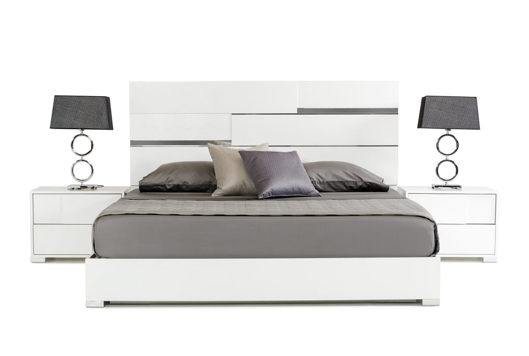 Eastern King Ancona Italian Modern White Bed