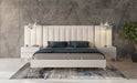 Angela - Eastern King Italian Modern White Eco Leather Bed w/ Nightstands and Wings