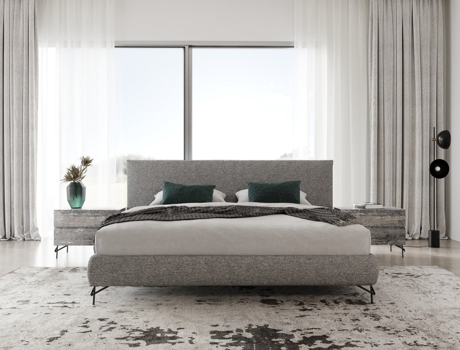 Aria - Italian Modern Grey Fabric Bed