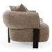 Arnaud tan fabric brown oak sofa - side view