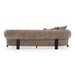 Arnaud tan fabric brown oak sofa - detail view
