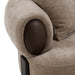 Arnaud tan fabric brown oak sofa - back view