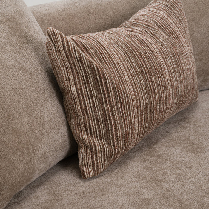 Arnaud tan fabric brown oak sofa - dimensions