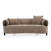 Arnaud Modern Tan Fabric and Brown Oak Loveseat Sofa