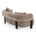 Arnaud tan fabric brown oak loveseat - detail