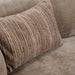 Arnaud tan fabric brown oak loveseat - dimensions