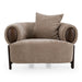 Arnaud tan fabric brown oak accent chair - front view