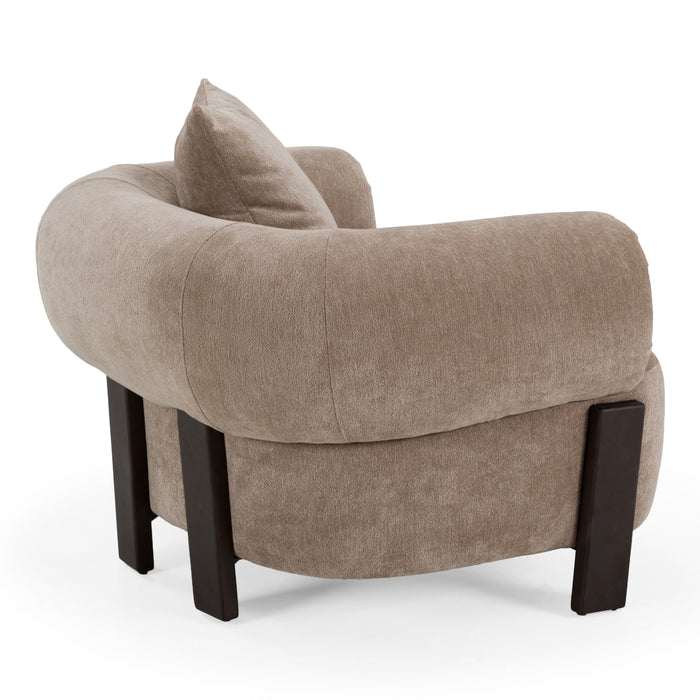 Arnaud tan fabric brown oak accent chair - detail