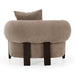 Arnaud tan fabric brown oak accent chair - detail view