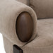 Arnaud tan fabric brown oak accent chair - back view