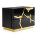 Aspen - Modern Wide Black and Gold Nightstand