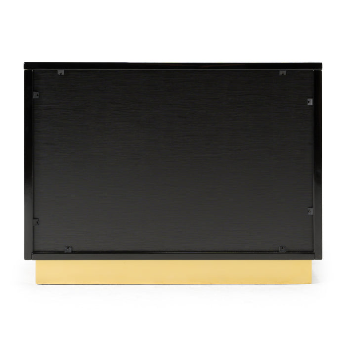Aspen - Modern Wide Black and Gold Nightstand