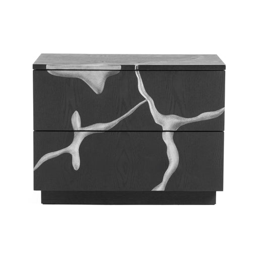 Aspen - Modern Matte Brown Ash & Silver Nightstand