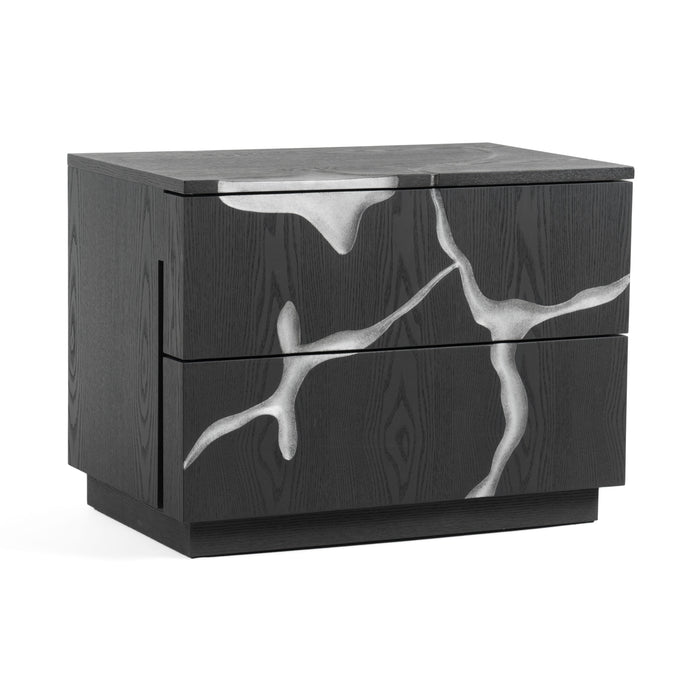 Aspen - Modern Matte Brown Ash & Silver Nightstand