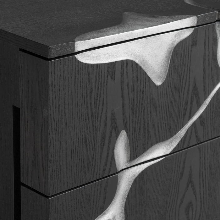 Aspen - Modern Matte Brown Ash & Silver Nightstand