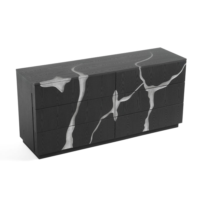 Aspen - Modern Matte Brown Ash & Silver Dresser
