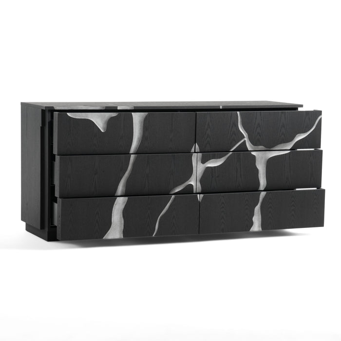 Aspen - Modern Matte Brown Ash & Silver Dresser