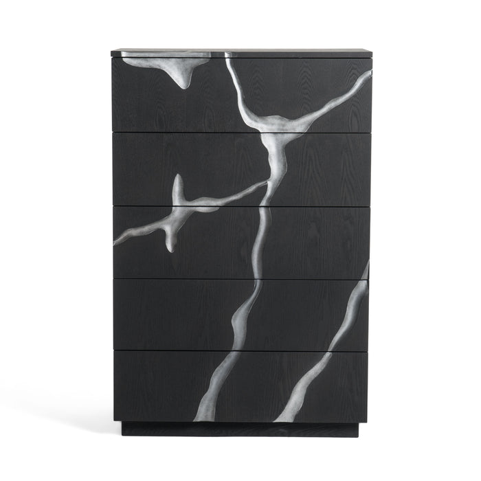 Aspen - Modern Matte Brown Ash & Silver Chest