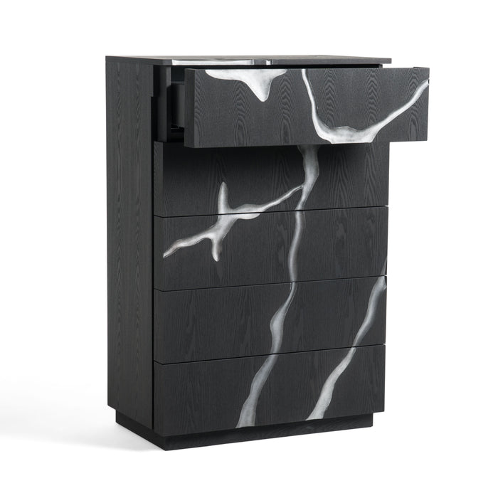 Aspen - Modern Matte Brown Ash & Silver Chest