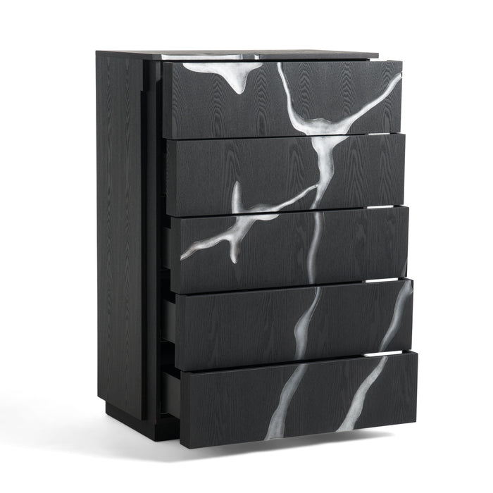 Aspen - Modern Matte Brown Ash & Silver Chest