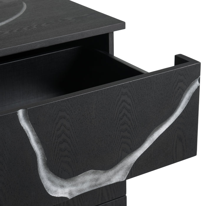 Aspen - Modern Matte Brown Ash & Silver Chest