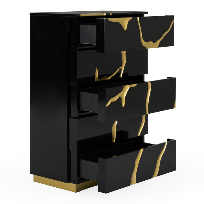 Aspen - Modern Black & Gold Wide Chest