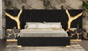 Queen Aspen - Modern Black + Gold 4-Piece Bedroom Set