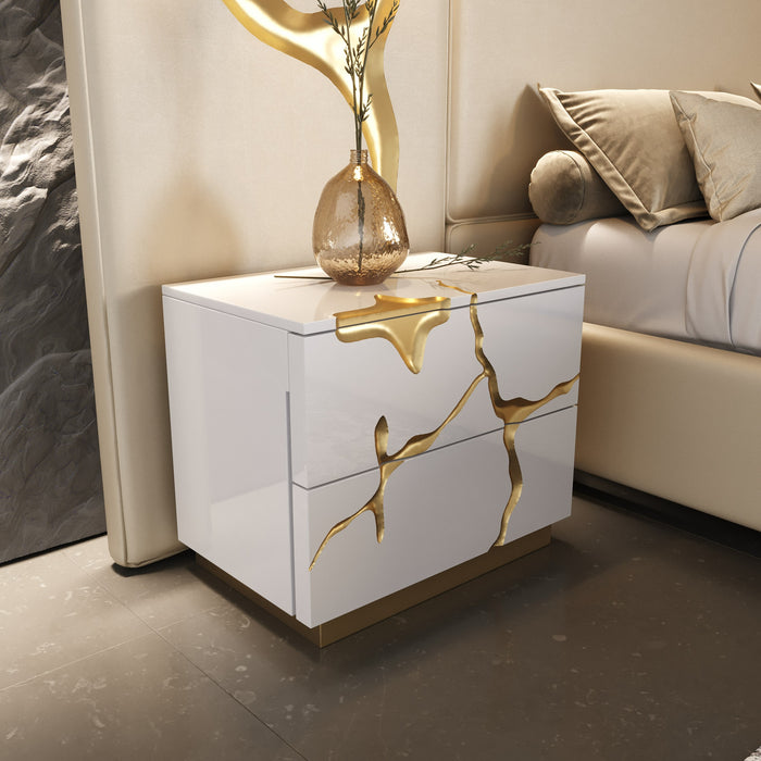 Aspen - Modern Beige + White + Gold Bedroom Set