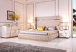 Sterling - Queen Modern Beige + Gold Bed + Nightstands