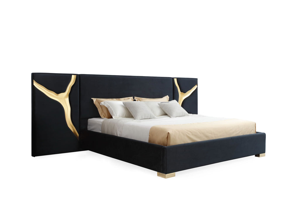 Aspen - Modern Black + Gold Bed + Nightstands