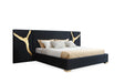 Aspen - Eastern King Modern Black + Gold Bed + Nightstands