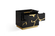 Aspen - Eastern King Modern Black + Gold Bed + Nightstands
