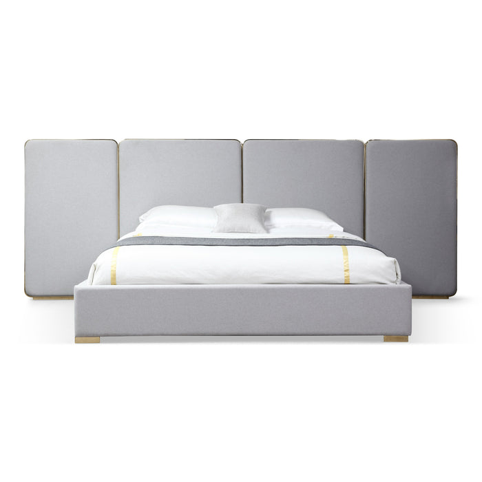 Athena - Modern Light Grey Linen + Gold Bed