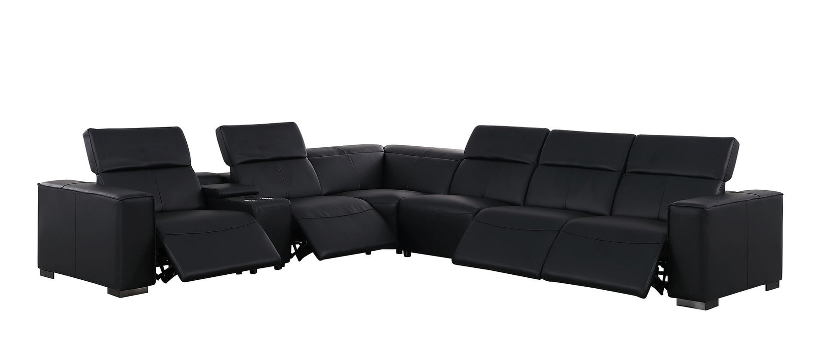 Global United 1208 Black 7PC Sectional