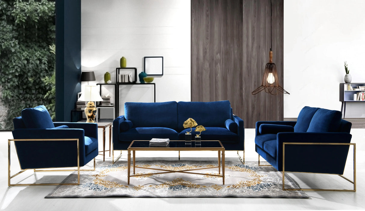 Mila Navy Velvet Sofa