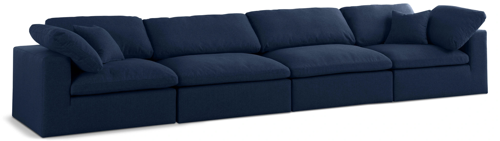 Serene Navy Linen Fabric Deluxe Cloud Modular Sofa