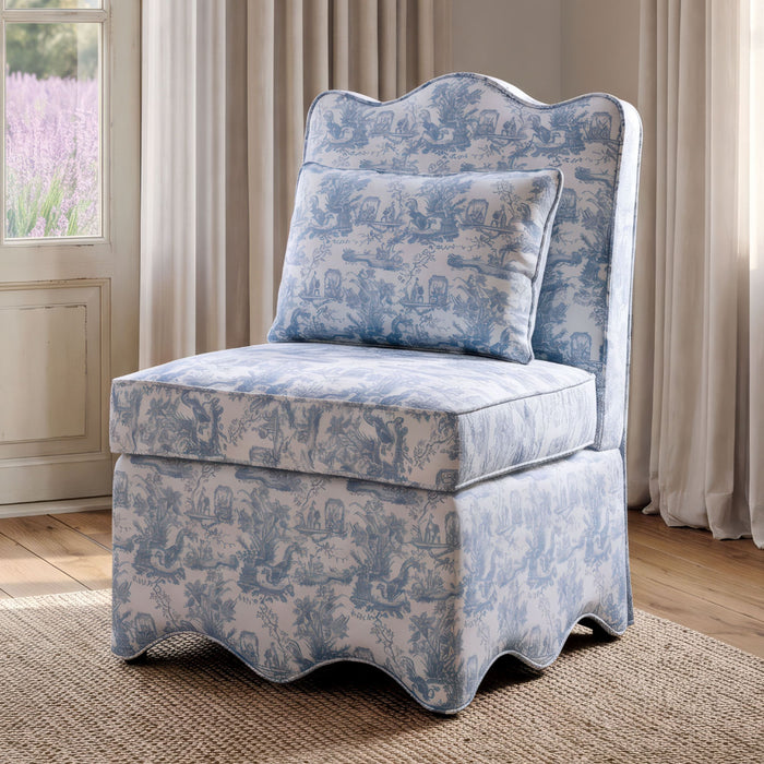 Hemsworth Accent Chair - Toile de Jouy Light Blue/White